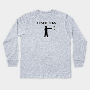 Ramp Ninja - Airplane Marshaller - NUNCHOCKS Kids Long Sleeve T-Shirt